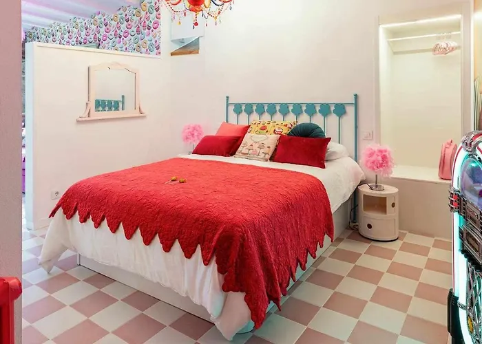 La Anos 50. La Casa Barbie. Banera, Chimenea Lägenhetshotell Corcubión